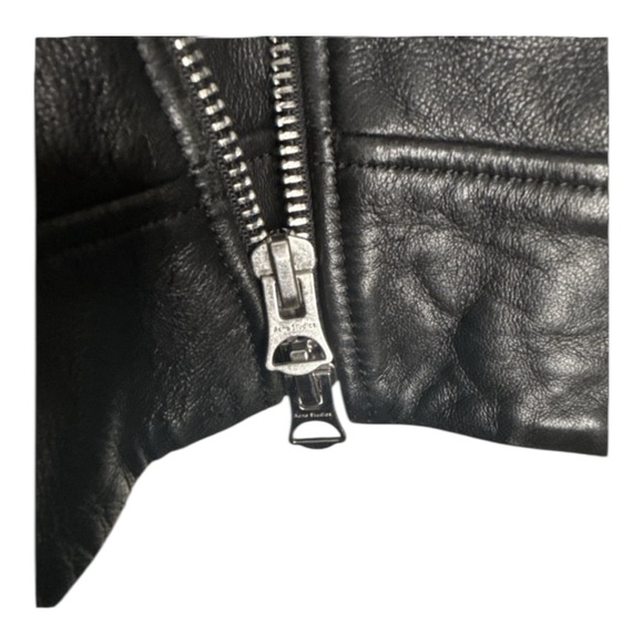 Acne Studios Nate Clean Leather Moto Biker Jacket Black - Picture 4 of 6